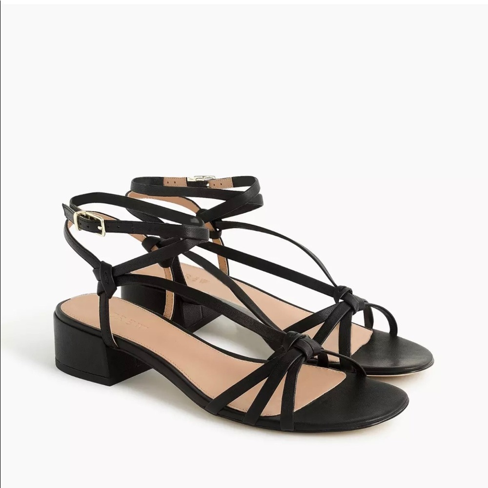 JCrew strappy lady black block heels size 7